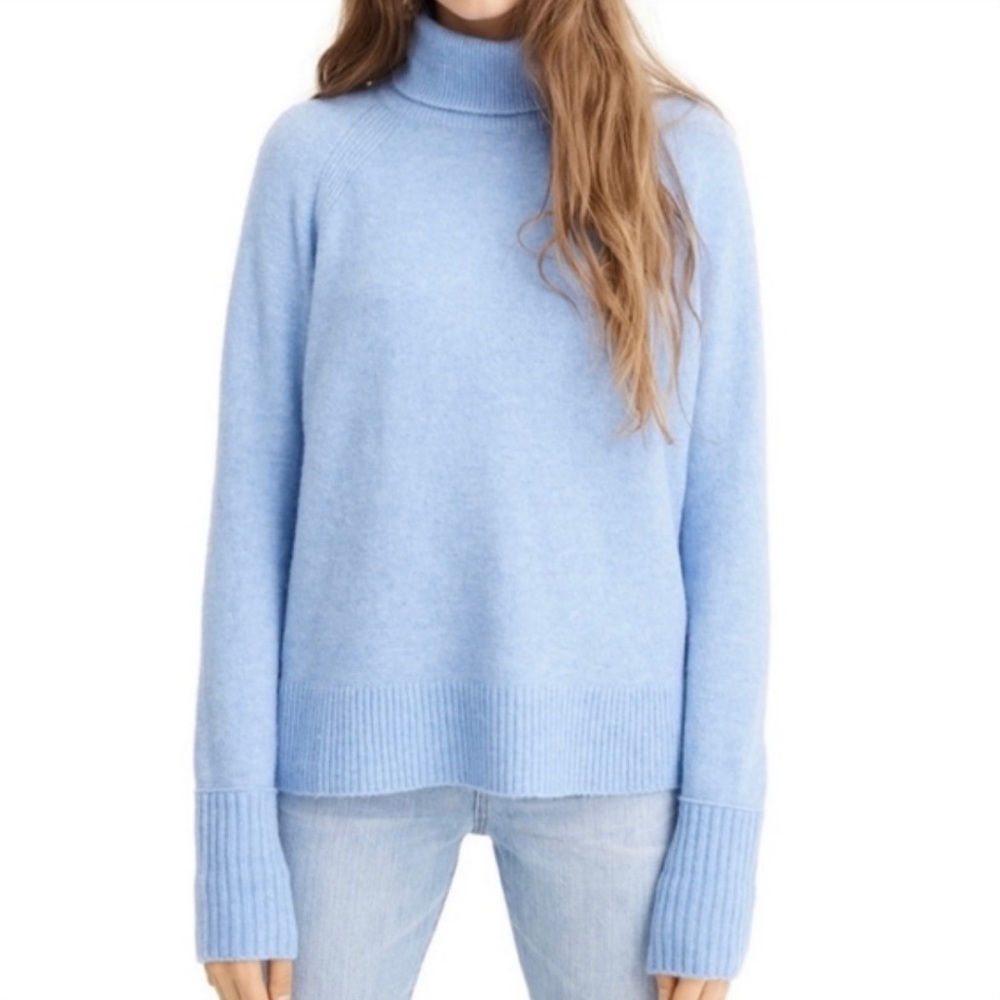 J. Crew side slit super soft yarn turtleneck sweater/Light blue/XS
